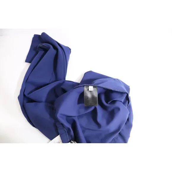Balenciaga Gartered Slim-Fit Trousers in Navy Blue Polyester